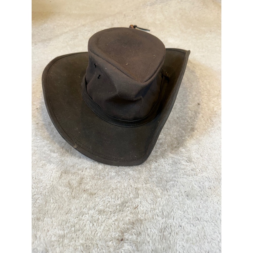 Australian Outback Collection Brown Oilskin Drover Hat USA Made Medium